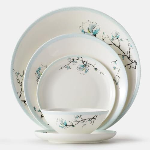 OZDMCR Elegantes Tafelservice aus Bone China, Service für 4 Personen, Tafelservice aus Porzellan, Tafelservice aus Keramik mit Teller/Teller/Schüssel,