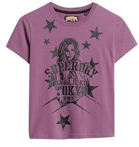Superdry Damen Besonders figurbetontes Pop Archive T-Shirt Violett Gumdrop 38