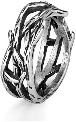 Sopodbacker Ring Ringe Damen Bijouterie Herren Herren Ring Retro Peace Olivenzweig Ring Punk Simple Thorns Biker Thorn 11 Stahl