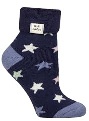 HEAT HOLDERS SOCKSHOP Ladies Socks - Turn Over Cuff Sleep Lite, Warm Chunky Thermal Bed Socks, Patterned, 1 Pair Pack Size 4-8