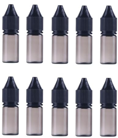 10 Pack Gorilla Chubby Unicorn PET V3 Bottles With Leak-proof Childproof Tampering Caps,Squeeze Dropper Bottle Dispenser for Liquids Mixing DIY (Transparent Black,10ml)