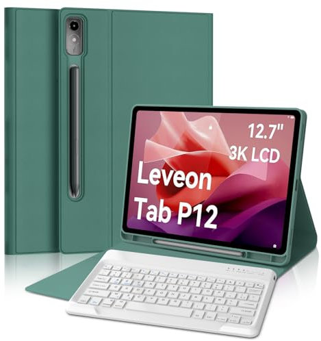 FOGARI Tastiera per Lenovo Tab P12 12.7'' 2023, Tastiera Magnetica Bluetooth Senza Fili AZERTY Francese Custodia con Supporto Matita per Lenovo Tab P12 2023 12.7 Pollice Verde Scuro