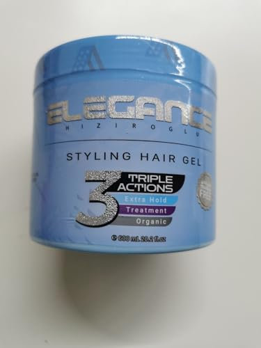 Elegance Styling Haargel, Triple Action mit Extra Halt, Behandlung & Bio-Formel, 600 ml, Blau