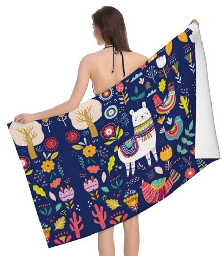 Strandtuch Süßes Lama Camping Handtuch Kinder Strandtücher Erwachsene Drucktuch, Für Wandern, Picknick, Schwimmen, 80x130cm