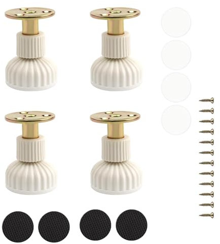 HASLED Pied Réglable pour Meuble - Lot de 4 Pieds avec Base Caoutchouc, Hauteur Adjustable 54-63mm, Support Stable pour Tables, Armoires et Meubles, Installation par Vis ou Adhésif