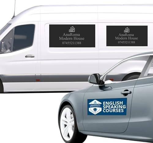SelfHold 2x Custom Magnetic Signs For Vans, Cars, Taxi - Personalised Magnetic Car Vehicle Signs | Vehicle Premium Grade 0.9mm Thick (450mm x 300mm)