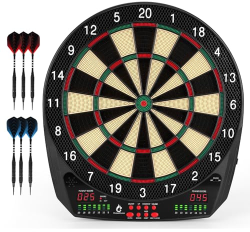 Electronic Dart Board, 35 Games and 580 Variants Electric Soft Tip Dartboard Set, Digital Dartboards for Adults with 6 Darts, 100 Soft Tips