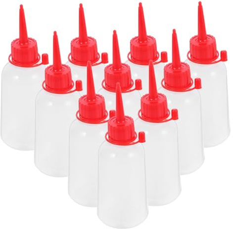 Bottiglie per Pittura Rosse 100ml, 10 Pezzi, Plastica, Punta ad Ago | Boccette per Colla Vuote, Applicazione Precisa, Tenuta Sicura, Uso in Progetti Creativi e Contesti Professionali
