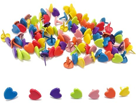 100pcs Mini Brads Liebe Farbe Musterklammern Metall Verschlussklammern | Klein Klammern Musterbeutelklammern Briefklammern für DIY Scrapbooking Basteln Papier Befestigung