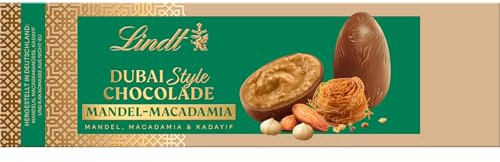 Lindt Schokolade | Dubai Style Chocolade Eier Vollmilch Mandel-Macadamia | 108g | Feinste Vollmilch-Chocolade mit feinster Nussmark, Mandel-Macadamia und knuspriger Kadayif Füllung | Schokoladeneiner