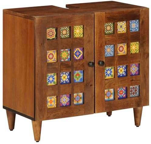 vidaXL Waschbeckenschrank mit Speicher mit Tür Walnuss 62 x 33 x 58 cm