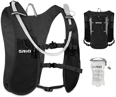 GRIO Gilet da corsa, da corsa da uomo e da donna, con borraccia da 1,5 l, leggero, per jogging, trail running, bicicletta, maratona