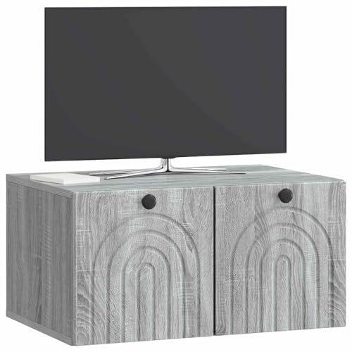 vidaXL Wandmontierter TV-Schrank Graues Sonoma 59,5 x 41 x 30 cm, Modernes Wohnzimmer Lager, rechteckiges Design, Wandregal, praktische Medieneinheit, viele Entertainment Plätze