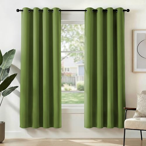 Deconovo Vorhang Blickdicht Ösen Vorhang Kinderzimmer Thermogardine Kälteschutz Ösen, 180x140cm(HöhexBreite), Apfelgrün, 2er Set