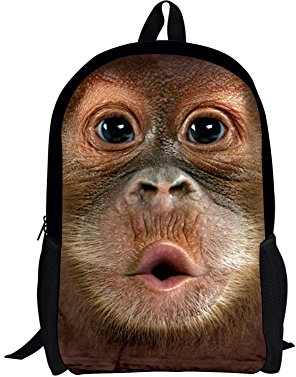 chaqlin Schulrucksäcke für Kinder, coole Tier-Affen-Schultertasche, Büchertasche, leicht