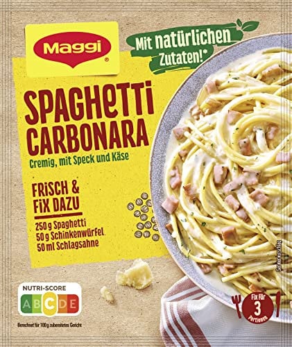 Maggi Fix für Spaghetti alla Carbonara , Nudeln mit Schinken und Sahnesauce, 1er Pack (1 x 34g)