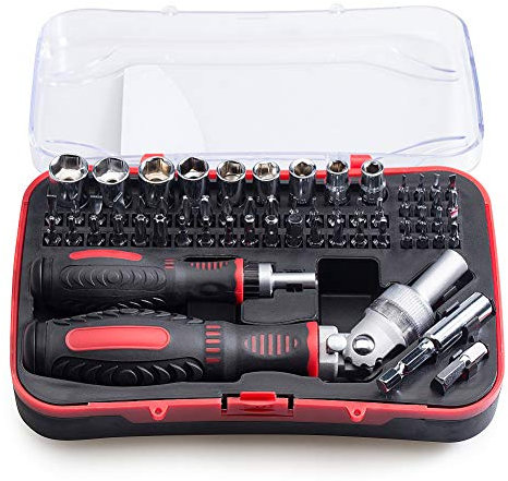 61pc Ratchet Screwdriver Sets, JENABOM Precision Magnetic Screwdriver Bit Set with Ratchet Handle, Repair Tool Kits with Torx & Small Multi Bits, Impact Screwdriver Bit Set in a Storage Case