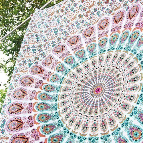 Beliebte Bastelarbeiten Wandteppiche Hippie Mandala Wandteppich Wandbehang Boho Weiß Mehrfarbig