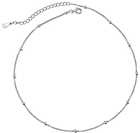 ChicSilver Platin Kugelkette mit kleiner Kugel 925 Choker 33cm Damen Schmuck mit Geschenkebox an Alltag/Modenschau/Party