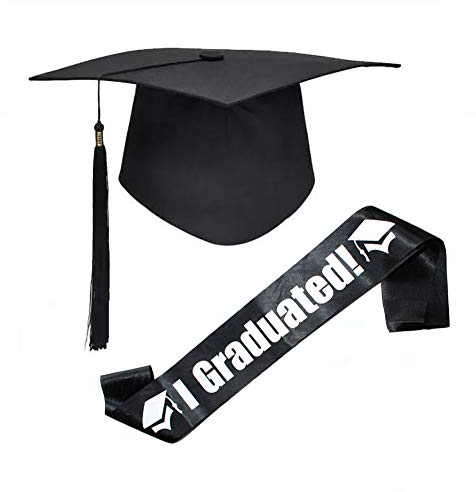 FSSTUD Black Student Graduation Cap and Graduation Sash Mortarboard Hat Graduated Party Supplies
