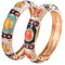UJOY Emaille-Armreif für Frauen, handgefertigtes Blumen-Armband für Damen, Vintage-Schmuck-Geschenk – 2 Stück Damen-Emaille-Armbänder, Handemaille-Armbänder, Goldener Armreifen Emaille Bunt