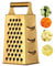 Cheese Grater Vegetable Slicer Stainless Steel with 4 Sides, 9.2 Inches Height Large Box Grater Best for Shredded Parmesan Cheese, Vegetables, Ginger and Fruits -Gold
