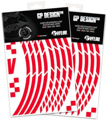 VFLUO - 2 x Kit Reflektierende Felgenrandaufkleber GP Motorrad, Aufkleber für 2 Räder 3M™-Technologie™, 360°-Kreis - Hohe Sichtbarkeit von der Seite – Diskret und Design – Einfache Installation