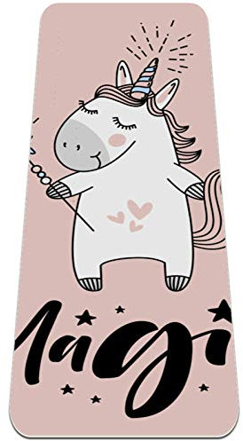 BestIdeas Yogamatte Einhorn Magic Pink für Yoga, Pilates, Bodenübung Männer Frauen Mädchen Jungen Kinder Anfänger Rutschfestes Design