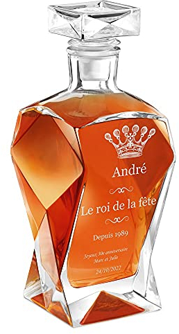 Maverton Décanteur à Whisky gravé - Carafe en verre - Carafe Whiskey - cadeau personnalisé - Idee cadeau homme - Cadeaux anniversaire homme avec personnalisation - Roi