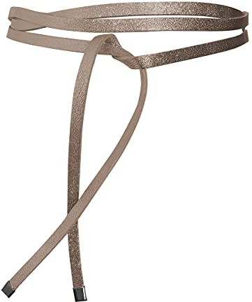 FISH IN THE SEA - Super Slim 1cm schmaler Obi Gürtel - Metallic Antik Gold - Wickelgürtel - Taillengürtel - Bindegürtel - Echtleder - Damen - Lederkette - Länge 245cm/ Breite 1 cm