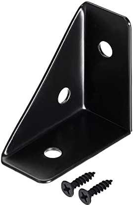 sourcing map 10 Stück Winkel Eckwinkel Schwarz 38 mm x 38 mm, 90 Grad Winkelverbinder, gewalzte Stahlstreben Regalhalterung robuste Metallwandhalterungen für Lagerregal, Bücherregal