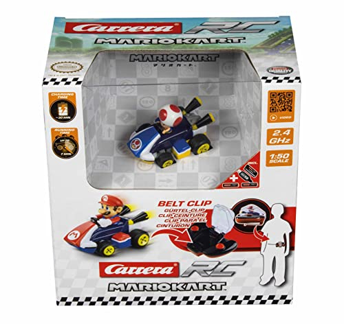 Carrera RC Mario Kart Mini RC, Toad I Für Kinder und Erwachsene, Jungs & Mädchen I Einzigartige Original Lizenz I Sofortiger Fahrspaß mit Ready to Run I Authentisches Mario Kart Erlebnis