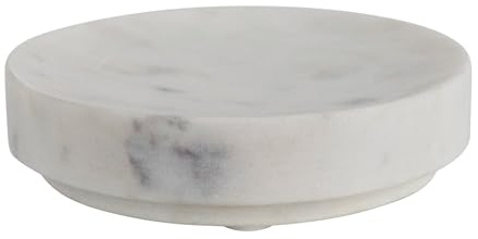 Creative Co-Op Porte-Savon, marbre, Blanc, 12,7 cm (L) x 12,7 cm (l) x 2,5 cm (H)
