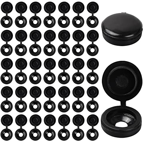 Vesaneae 100 Piezas Tapa de Tornillo de Plástico con Bisagras, Negro Tapas Cubierta de Tornillo, Embellecedor para Tornillos, Cubiertas a Presión de Tornillo para el Hogar, Muebles, Paredes, Armarios