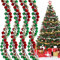 Weihnachtsbaum-Perlengirlande, Rot, Grün, Gold und Silber, gedrehte Perlen, Weihnachtsgirlande, Perlen-Lametta, Weihnachtsbaum-Perlen für Weihnachtsfeier, Baumkranz-Dekor (16 Stück)