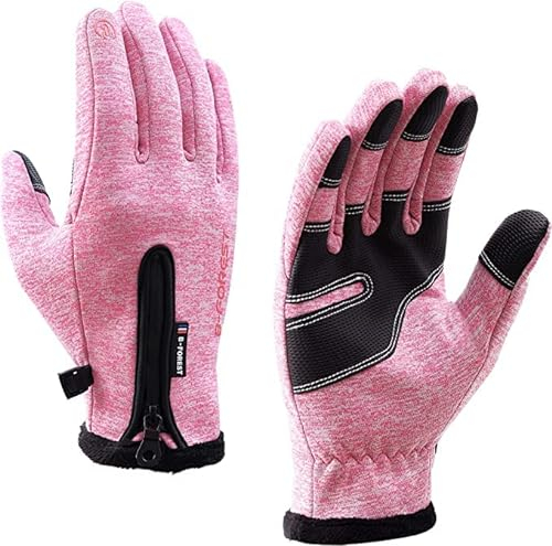 B-Forest Winterhandschuhe Warme Laufhandschuhe für Männer und Frauen, Touchscreen-Handschuhe für kühles Wetter zum Wandern, Fahren, Radfahren (Rosa, XL)