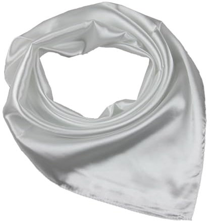 JK Home Faux Soie Écharpe 60x60cm Foulard Carré Couleur Uni Châle Doux Léger Élégant Blanc
