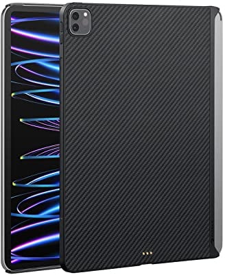 PITAKA Hülle für iPad Pro 11 Zoll 2022 Magnetische Schutzhülle Kompatibel mit Magic Keyboard Ultradünn Tablet Hülle aus Aramidfaser [MagEZ Case 2] Schwarz/Grau