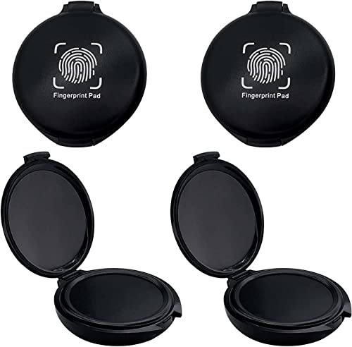 Fingerprint Ink Pad 2 Pack Black Thumbprint Ink Pad for Notary Supplies Mini Fingerprint Kit for Identification Security ID Fingerprint Cards Law Enforcement Fingerprint Office Contract Use