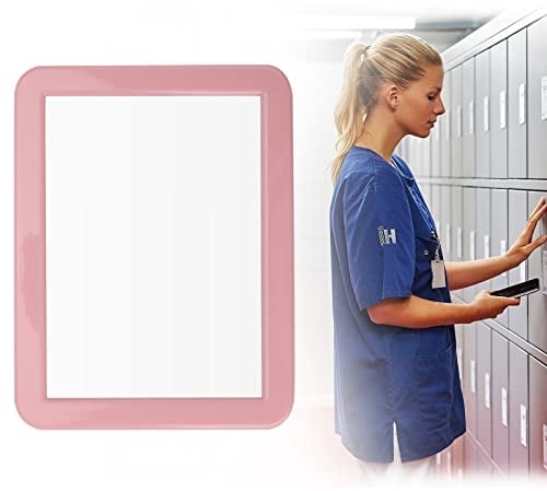 5x7 Zoll Magnetischer Schließfachspiegel, Magnetische Schminkspiegel für Büroschrank, Schulschließfach, Turnhallenschließfach, Kühlschrank, Badezimmer, Werkzeugkasten (Pink)