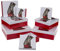 8-teiliges Set Geschenkschachteln Geschenkboxen Geschenkkarton, 8 Stück Geschenkkartonage Boxenset Weihnachten Geburtstag Hochzeit, ca. 22,5 x 22,5 x 8 cm (Rot/Weiß mit Katze & Wollknäul)