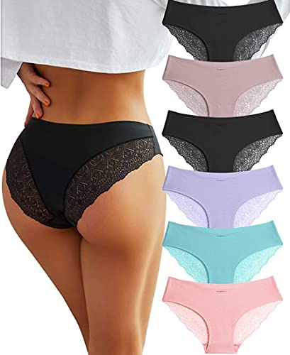 BeReady Unterhosen Damen Nahtlos Seamless Slip Spitze Brazilian Hipster 6er | Nahtlose Unterwäsche,Baumwolle Schritt,Bequeme Panties,Atmungsaktiv Schlüpfer,Dessous Sexy Unterwäsche für Frau Sport Alltag