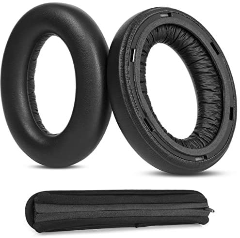 YunYiYi Momentum 4 Ear Pads Replacement Ear Cushions Compatible with Sennheiser Momentum 4 Wireless Headphones Protein Leather Earpads Headband Protective Pads (Black)