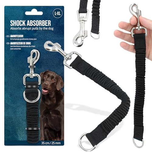 Hund Leine Absorber Seil Leinen Hund Zu Fuß Verlängerung Reflektierende Stoßdämpfer Ruckdämpfer Elastische Leinenverlängerung Zugdämpfung Spazierengehen Joggen Radfahren (L-XL)