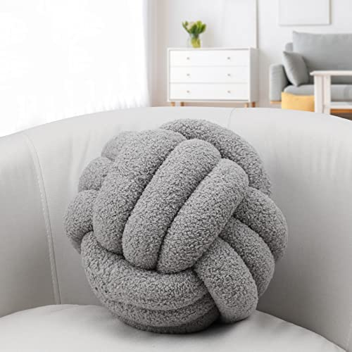IIQI Knotenkissen, Kugelförmige Kissen Imitation Lamm Daunen Mehrere Größen Knotenkissenball weiches handgewebtes Sofakissen, verwendet für Wohndekoration (Grau 8,28 cm)