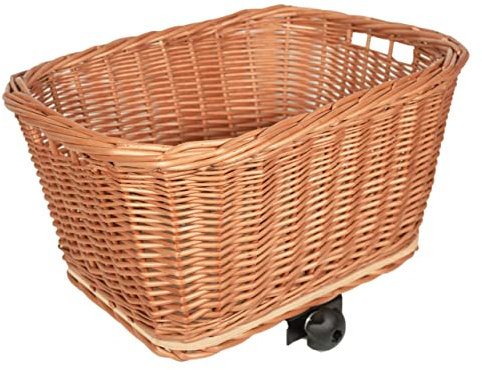 Tigana - Einkaufskorb Transportkorb Fahrradkorb Weide für Gepäckträger eckig 44x34 cm Natur (44-N)