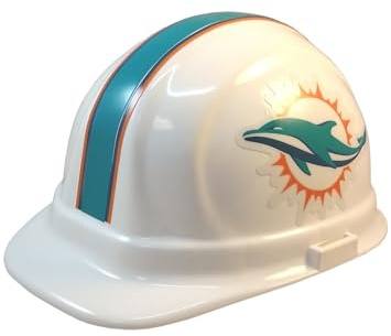 Miami Dolphins NFL Bauarbeiterhelm Schutzhelm Bauhelm, größenverstellbar, ANSI Z89.1, 2009 Type 1 Class E Standard