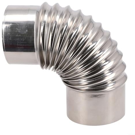 90 ° Winkelrohr, flexibles Ofenrohr, Edelstahl, Holzofen, Kamin, hitzebeständiger Ellenbogen, Schornsteinauskleidung, Abgasrohr (80 mm)
