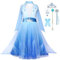 Snyemio Deguisement Robe des Neiges Princesse Elsa Enfant Fille avec Cape Costume Anniversaire Carnaval Cosplay, Bleu, 5-6 Ans(Étiqueter 130)
