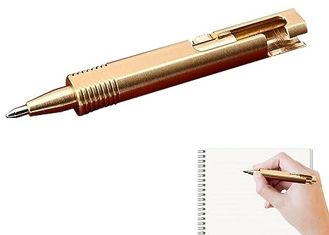 Fenytay Kugelschreiber aus Messing, Einziehbar, Unisex, Schreibwerkzeug für Schule, Zuhause, Geschäft, Retro-Design, Nachfüllbar, 0.5mm, 11mm, Transparent, Ballspitze, 1 Count